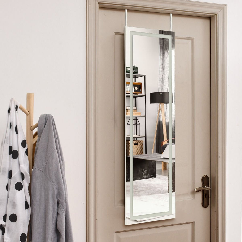 Miroir Mural LED Miroir Pleine Longueur Lumineux À 3 Couleurs Cadre En MDF 120 X 37Cm Blanc